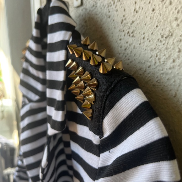 Valia single button jacket B/W stripe blazer - Picture 4 of 13